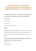 NURS 5220 EXAM 2&colon; ADVANCED&NewLine;HEALTH ASSESSMENT QUESTIONS &&NewLine;VERIFIED ANSWERS &lpar;A&plus; GUARANTEE&rpar;