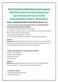 NUR 2225 Mental Health Nursing Exam Newest 2026&sol;2027 Actual Exam With Complete Real Exam Questions and Correct Verified Answers&sol;Already Graded A&plus; &lpar;Brand New&excl;&excl;&rpar;