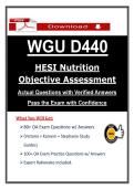 WGU D440 HESI Nutrition Objective Assessment Exam &lpar;2026&rpar; Actual Questions & Study Guide &vert; Guarantee Pass