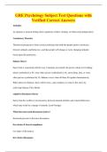 GRE Psychology Subject Test Questions with&NewLine;Verified Correct Answers