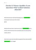 Florida LP Master Qualifier Exam&NewLine;Questions With Verified Solutions&NewLine;2026&sol;2027
