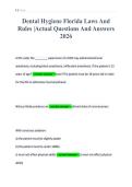 Dental Hygiene Florida Laws And&NewLine;Rules &vert;Actual Questions And Answers&NewLine;2026
