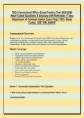 TDCJ Correctional Officer Exam Practice Test 2026-2028 &NewLine;&vert;Most Tested Questions & Answers with Rationales &vert; Texas &NewLine;Department of Criminal Justice Exam Prep &vert; TDCJ Study &NewLine;Guide &vert; JUST RELEASED 