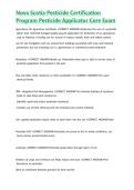 Nova Scotia Pesticide Certification Program Pesticide Applicator Core Exam