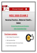 NSG 3500 Exam 2 &vert; &lpar;2026 &sol; 2027&rpar; Galen Nursing Practice Maternal Health &ndash; Actual Questions & Verified Answers &vert; Guarantee Pass