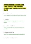 NYC HOME IMPROVEMENT CLOSING&NewLine;SCRIPT UPDATED QUESTIONS AND&NewLine;ANSWERS VIEW AHEAD PREP MATERIAL&NewLine;SOLVED