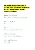 NYC HOME IMPROVEMENT END OF&NewLine;COURSE STUDY GUIDE LATEST UPDATED&NewLine;ACTUAL TESTED QUESTIONS AND&NewLine;CORRECT ANSWERS&NewLine;