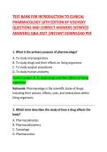 Test Bank for Introduction to Clinical Pharmacology 10th Edition by Visovsky &ndash; Questions and Correct Answers