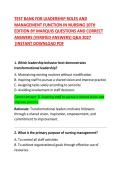 Test Bank for Leadership Roles and Management Functions in Nursing 10th Edition by Marquis &ndash; Questions and Correct Answers
