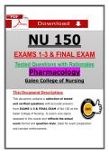 NU 150 Exams 1&ndash;3 & Final Exam &lpar;2026&sol;2027&rpar; Galen Pharmacology &ndash;  Actual Questions & Answers with Rationales &vert; Guarantee Pass