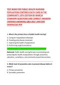 Test Bank for Public Health Nursing&colon; Population-Centered Health Care in the Community 10th Edition by Marcia Stanhope &ndash; Questions and Correct Answers