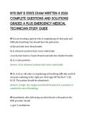 NYS EMT B STATE EXAM WRITTEN 4 2026&NewLine;COMPLETE QUESTIONS AND SOLUTIONS&NewLine;GRADED A PLUS EMERGENCY MEDICAL&NewLine;TECHNICIAN STUDY GUIDE