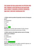 Test Bank for Williams' Basic Nutrition and Diet Therapy 16th Edition by Nix &ndash; Questions and Correct Answers