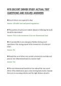 NYS ESCORT DRIVER STUDY ACTUAL TEST&NewLine;QUESTIONS AND SOLVED ANSWERS