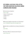 NYS FUNERAL LAW EXAM 2 2026 ACTUAL&NewLine;TEST PAPER QUESTIONS SOLUTIONS VERIFIED&NewLine;COMPLETE STUDY PACKAGE&NewLine;