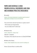 NURS 5220 MODULE 3 2026&NewLine;NEUROLOGICAL DISORDERS AND PAIN&NewLine;MECHANISMS PRACTICE RESOURCE&NewLine;