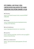 NYS FUNERAL LAW EXAM 2 2026&NewLine;CERTIFICATION EVALUATION TEST PAPER&NewLine;QUESTIONS SOLUTIONS GRADED A PLUS&NewLine;