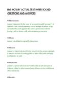 NYS NOTARY ACTUAL TEST PAPER SOLVED&NewLine;QUESTIONS AND ANSWERS