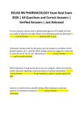 RELIAS RN PHARMACOLOGY Exam Real Exam 2026 &vert; All Questions and Correct Answers &vert; Verified Answers &vert; Just Released