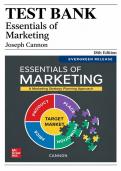 Test Bank for Essentials of Marketing&comma; 18th Edition By Joseph Cannon
