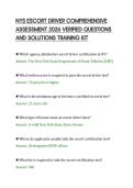 NYS ESCORT DRIVER COMPREHENSIVE&NewLine;ASSESSMENT 2026 VERIFIED QUESTIONS&NewLine;AND SOLUTIONS TRAINING KIT&NewLine;