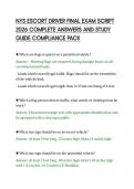 NYS ESCORT DRIVER FINAL EXAM SCRIPT&NewLine;2026 COMPLETE ANSWERS AND STUDY&NewLine;GUIDE COMPLIANCE PACK&NewLine;