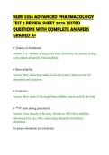 NURS 5334 ADVANCED PHARMACOLOGY&NewLine;TEST 2 REVIEW SHEET 2026 TESTED&NewLine;QUESTIONS WITH COMPLETE ANSWERS&NewLine;GRADED A&plus;