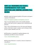NURS 5357 NEUROBIOLOGY EXAM 2&NewLine;COMPREHENSIVE STUDY GUIDE&NewLine;QUESTIONS AND VERIFIED ANSWERS FULL&NewLine;REVIEW&NewLine;