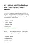 AE21 INSURANCE ADJUSTER LICENSE EXAM&NewLine;UPDATED QUESTIONS AND CORRECT&NewLine;ANSWERS