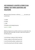 AE21 INSURANCE ADJUSTER LICENSE EXAM&NewLine;VERIFIED TEST PAPER QUESTIONS AND&NewLine;SOLUTIONS&NewLine;