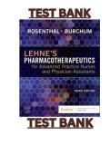 Test Bank for Lehne&rsquo;s Pharmacotherapeutics for Advanced Practice Nurses and Physician Assistants&comma; 3rd Edition &vert; Rosenthal & Burchum &vert; Complete Chapters