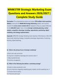 MNM3709 Strategic Marketing Exam &NewLine;Questions and Answers 2026&sol;2027 &vert; &NewLine;Complete Study Guide 