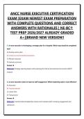 ANCC NURSE EXECUTIVE CERTIFICATION EXAM &vert;EXAM NEWEST EXAM PREPARATION WITH COMPLETE QUESTIONS AND CORRECT ANSWERS WITH RATIONALES &vert; NE-BC&reg; TEST PREP 2026&sol;2027 ALREADY GRADED A&plus;&vert;&vert;BRAND NEW VERSION&excl;&excl;
