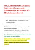 CA C-46 Solar Contractor Exam Practice &NewLine;Questions And Correct Answers &NewLine;&lpar;Verified Answers&rpar; Plus Rationale 2027 &NewLine;Q&A&vert; Instant Download Pdf