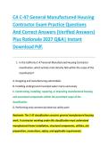 CA C-47 General Manufactured Housing &NewLine;Contractor Exam Practice Questions &NewLine;And Correct Answers &lpar;Verified Answers&rpar; &NewLine;Plus Rationale 2027 Q&A&vert; Instant &NewLine;Download Pdf