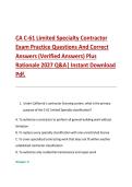 CA C-61 Limited Specialty Contractor &NewLine;Exam Practice Questions And Correct &NewLine;Answers &lpar;Verified Answers&rpar; Plus &NewLine;Rationale 2027 Q&A&vert; Instant Download &NewLine;Pdf&period;