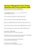 Business Management Exam Review Questions with Correct Answers 2026