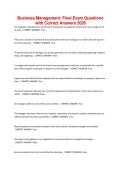 Business Management Final Exam Questions with Correct Answers 2026