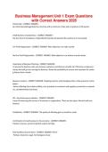 Business Management Unit 1 Exam Questions with Correct Answers 2026