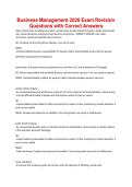 Business Management 2026 Exam Revision Questions with Correct Answers