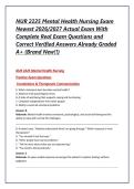 NUR 2225 Mental Health Nursing Exam Newest 2026&sol;2027 Actual Exam With Complete Real Exam Questions and Correct Verified Answers&sol;Already Graded A&plus; &lpar;Brand New&excl;&excl;&rpar;
