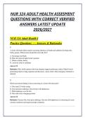 NUR 324 ADULT HEALTH ASSESMENT QUESTIONS WITH CORRECT VERIFIED ANSWERS&sol; LATEST UPDATE 2026&sol;2027