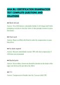 AHA BLS CERTIFICATION EXAMINATION&NewLine;TEST COMPLETE QUESTIONS AND&NewLine;SOLUTIONS