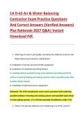 CA D-62 Air & Water Balancing &NewLine;Contractor Exam Practice Questions &NewLine;And Correct Answers &lpar;Verified Answers&rpar; &NewLine;Plus Rationale 2027 Q&A&vert; Instant &NewLine;Download Pdf&period;