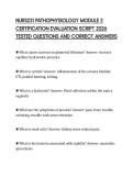NURS231 PATHOPHYSIOLOGY MODULE 2&NewLine;CERTIFICATION EVALUATION SCRIPT 2026&NewLine;TESTED QUESTIONS AND CORRECT ANSWERS&NewLine;