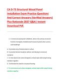 CA D-73 Structural Wood Panel &NewLine;Installation Exam Practice Questions &NewLine;And Correct Answers &lpar;Verified Answers&rpar; &NewLine;Plus Rationale 2027 Q&A&vert; Instant &NewLine;Download Pdf