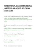 NURS611 ACTUAL EXAM SCRIPT 2026 FULL&NewLine;QUESTIONS AND VERIFIED SOLUTIONS&NewLine;STUDY GUIDE&NewLine;