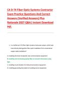 CA D-74 Fiber Optic Systems Contractor &NewLine;Exam Practice Questions And Correct &NewLine;Answers &lpar;Verified Answers&rpar; Plus &NewLine;Rationale 2027 Q&A&vert; Instant Download &NewLine;Pdf&period;
