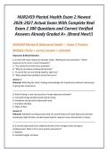 NUR2459 Mental Health Exam 2 Newest 2026&sol;2027 Actual Exam With Complete Real Exam 2 &vert;300 Questions and Correct Verified Answers&sol;Already Graded A&plus; &lpar;Brand New&excl;&excl;&rpar;