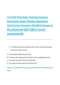 CA D-81 Pool Solar Heating Systems &NewLine;Contractor Exam Practice Questions &NewLine;And Correct Answers &lpar;Verified Answers&rpar; &NewLine;Plus Rationale 2027 Q&A&vert; Instant &NewLine;Download Pdf